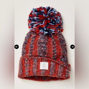 Free People Pow Party Reflective Beanie - Red/Blue Combo